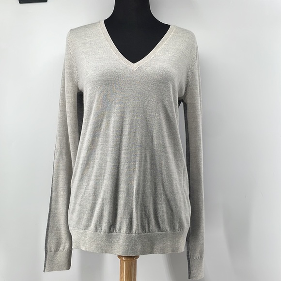 CLUB Monaco merino wool sweater fine knit Color block two tone sz M - Picture 6 of 11